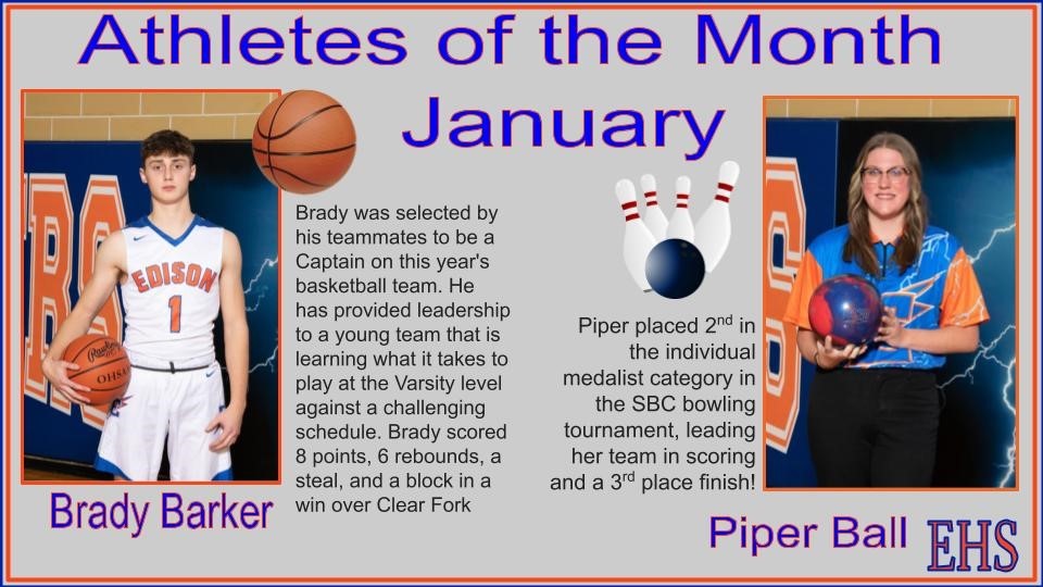 January Athletes of the Month